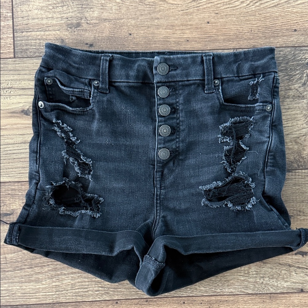 American Eagle Outfitters Black Distressed Jean Shorts